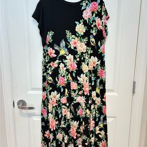 Johnny Was Floral Black Dress